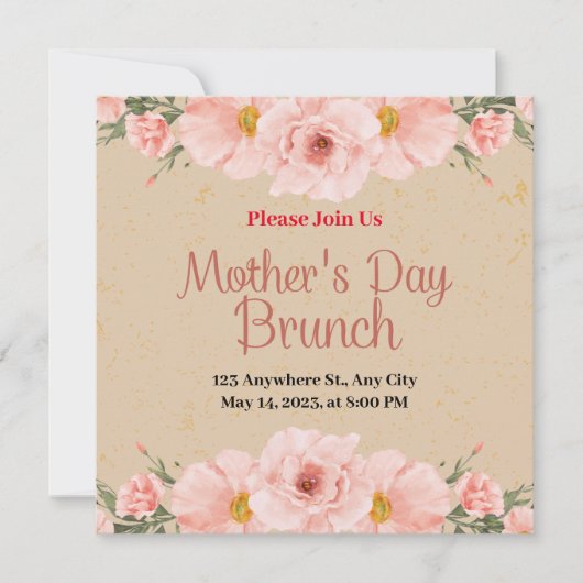Beige Party Einladung des Neuen Muttertages (Vorderseite)