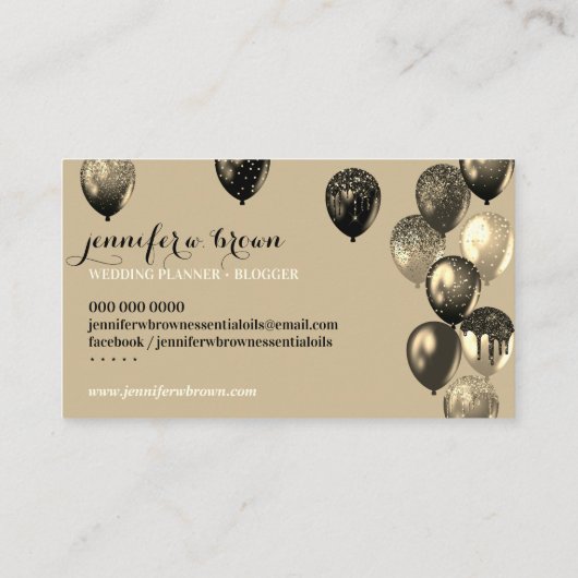 Beige Party Event Planner Elegante Bollen Visitenkarte (Rückseite)