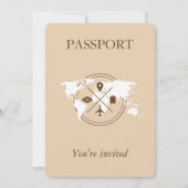 Beige Passport Aviation Geburtstagspartei Einladung (Vorderseite)