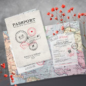 Beige Passport Zielkarte Hochzeit Einladung