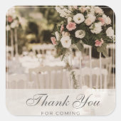 Beige Pastel Elegant Danke Souvenir Quadratischer Aufkleber (Vorderseite)