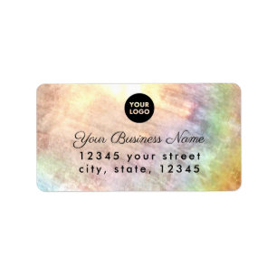 Beige Pastel Rainbow Holograph Rücksendeadresse Adressaufkleber