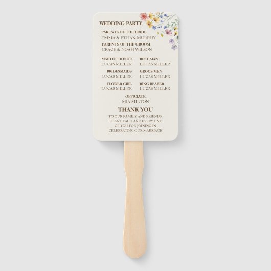 Beige Pastel Wildblume Fächer (Rückseite)