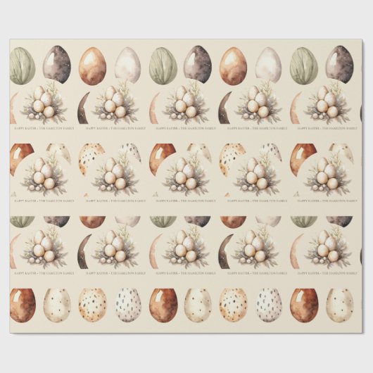 Beige Pastell-Oster-Eier Familienname Geschenkpapier (Flach)
