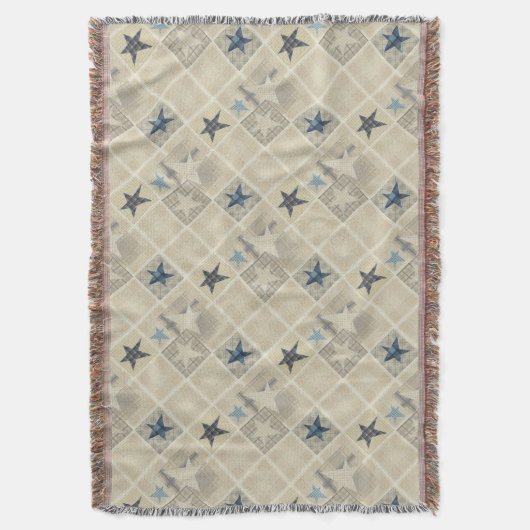 Beige-Patchwork Decke (Vorderseite Vertikal)