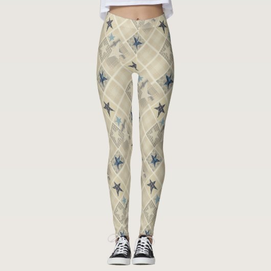 Beige-Patchwork Leggings (Vorderseite)
