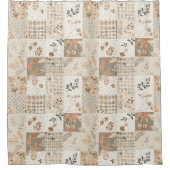 Beige Patchwork-Quilt Rustikale Blumen Retro Duschvorhang (Vorderseite)