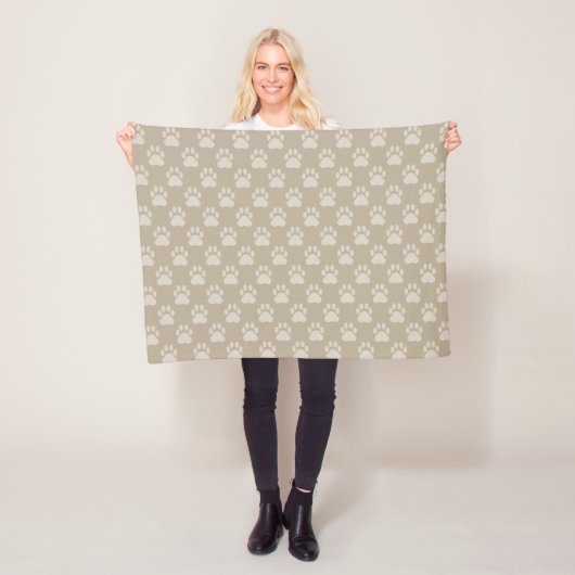 Beige Paw Prints Muster Fleecedecke (Beispiel)
