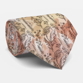 Beige Peach Botanical Sketch  Krawatte