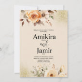 Beige Peach Dreamy Flora Hochzeit Einladung (Vorderseite)