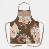 Beige Peach Mint Tropical Bouquets auf Brown Schürze (Vorderseite)