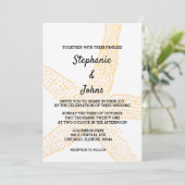Beige Peach Starfish Yellow Orange Custom Wedding Einladung (Stehend Vorderseite)