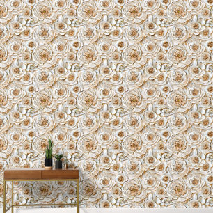 Beige Peony Elfenbein nahtlos luxuriöse Blume Tapete