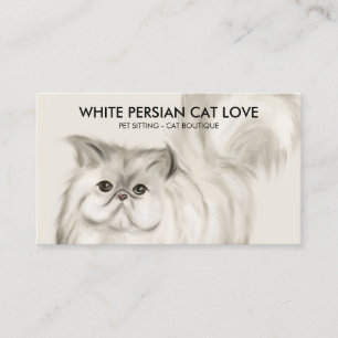 Beige Persische Katze Illustration Wasserfarbe Visitenkarte