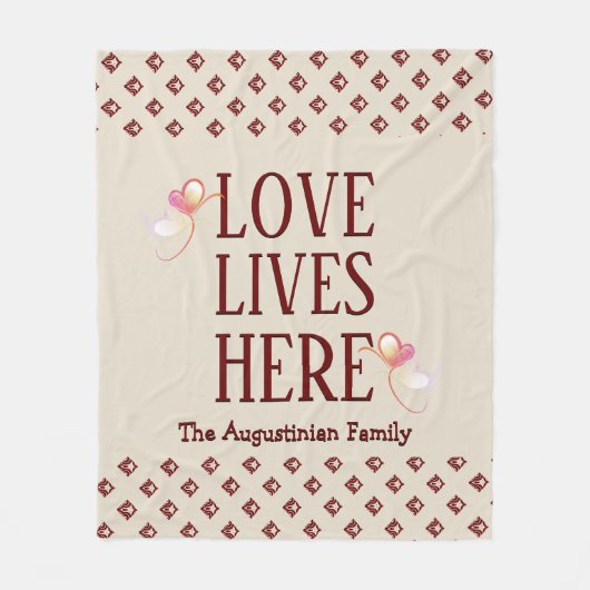 Beige | PERSONALISIERT | LIEBE LEBT HIER | Beibeha Fleecedecke (Vorderseite)