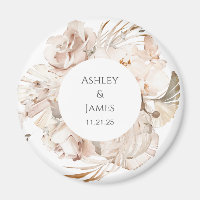 Beige personalisierte Gartenhochzeitsmagnete