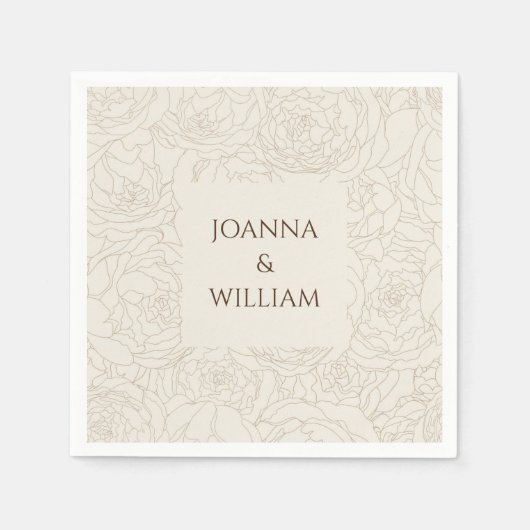 Beige personalisierte Hochzeitsnapkins Serviette (Vorderseite)