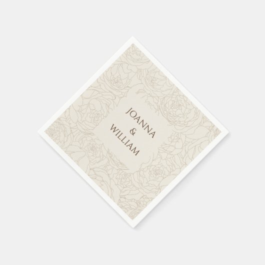 Beige personalisierte Hochzeitsnapkins Serviette (Ecke)