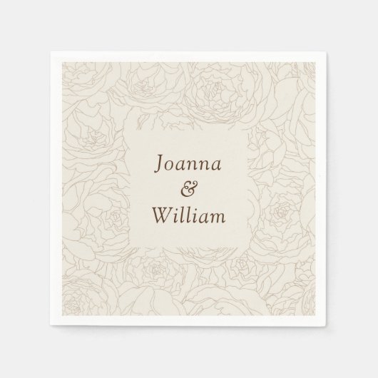 Beige personalisierte Hochzeitsnapkins Serviette (Vorderseite)