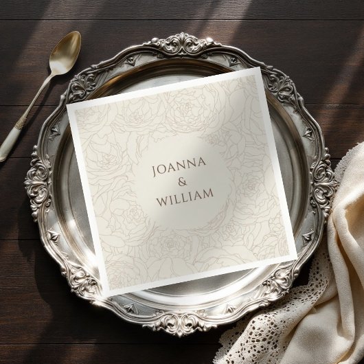 Beige personalisierte Hochzeitsnapkins Serviette