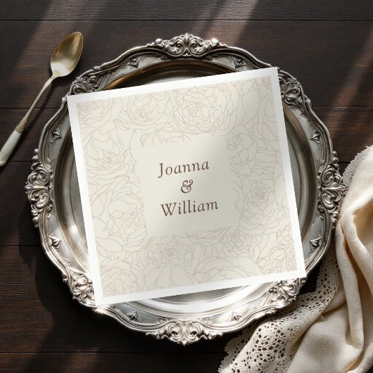 Beige personalisierte Hochzeitsnapkins Serviette