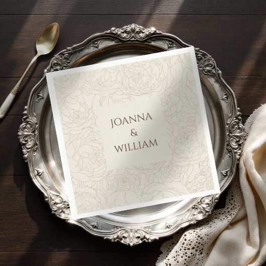 Beige personalisierte Hochzeitsnapkins Serviette