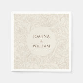 Beige personalisierte Hochzeitsnapkins Serviette (Vorderseite)