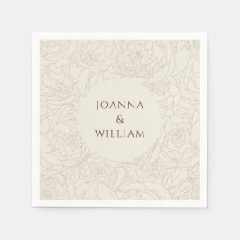 Beige personalisierte Hochzeitsnapkins Serviette