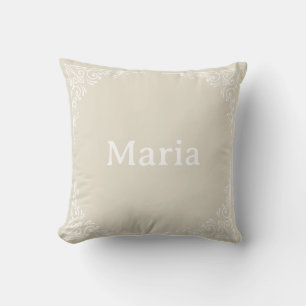 Beige Personalisierte Moderne Elegante Typografie  Kissen