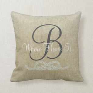 Beige personalisiertes Seefamiliethrow-Kissen Kissen