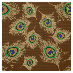 Beige Pfau-Federn auf schokoladenbraunem Stoff