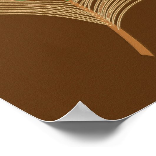 Beige Pfauenfeder für Schokoladenbraun Poster (Ecke)