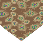 Beige Pfauenfedern auf Schokoladenbraun Kurzer Tischläufer (Ecke)