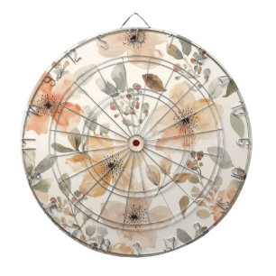 Beige Pfirsich Blumen Wasserfarbe Botanisches Must Dartscheibe