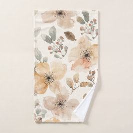 Beige Pfirsich Blumen-Wasserfarbe Botanisches Must Handtuch