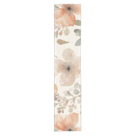 Beige Pfirsich Blumen Wasserfarbe Botanisches Must Kurzer Tischläufer