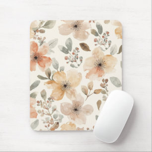 Beige Pfirsich Blumen-Wasserfarbe Botanisches Must Mousepad