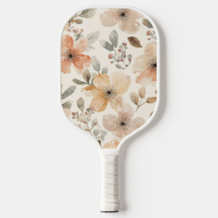 Beige Pfirsich Blumen Wasserfarbe Botanisches Must Pickleball Schläger