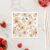 Beige Pfirsich Blumen Wasserfarbe Botanisches Must Serviette (Beispiel)