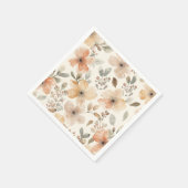Beige Pfirsich Blumen Wasserfarbe Botanisches Must Serviette (Ecke)