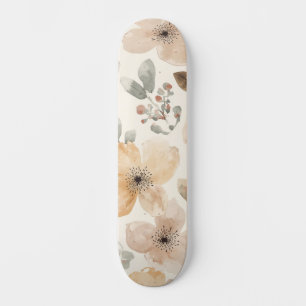 Beige Pfirsich Blumen-Wasserfarbe Botanisches Must Skateboard