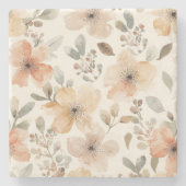 Beige Pfirsich Blumen Wasserfarbe Botanisches Must Steinuntersetzer (Vorderseite)