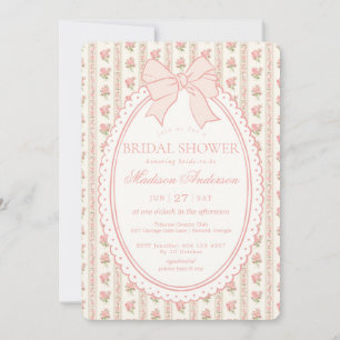 Beige & Pfirsich Vintage-verspielte Blumen Hochzei Einladung