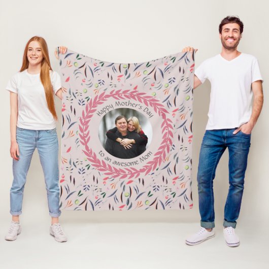 Beige PHANTASTISCHE MAMA mit FOTO Muttertag Fleecedecke (Beispiel)