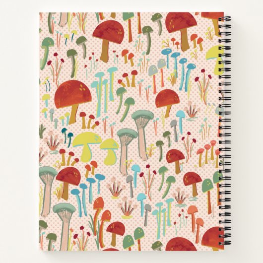 Beige Pilzgarten Notebook Notizblock (Rückseite)