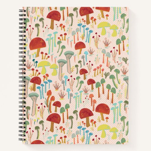 Beige Pilzgarten Notebook Notizblock (Vorderseite)