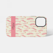 Beige Pink-Blätter Aquarellschrift Typografie iPhone Hülle (Rückseite (Horizontal))