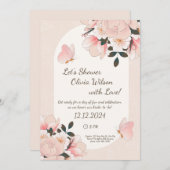 Beige Pink Blumenmuster Bridal Dusche Einladung (Vorne/Hinten)