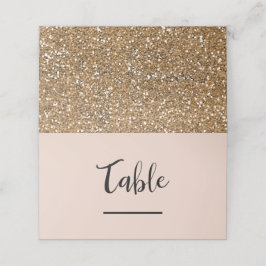 Beige Pink Chic Moderne Gold Glitzer Hochzeit Platzkarte