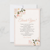 Beige Pink Floral Pattern Bridal Shower Dankeskarte (Vorderseite)